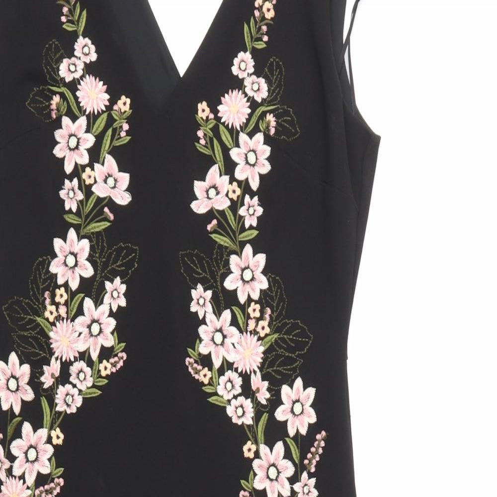 New Look Womens Black Floral  A-Line  Size 12