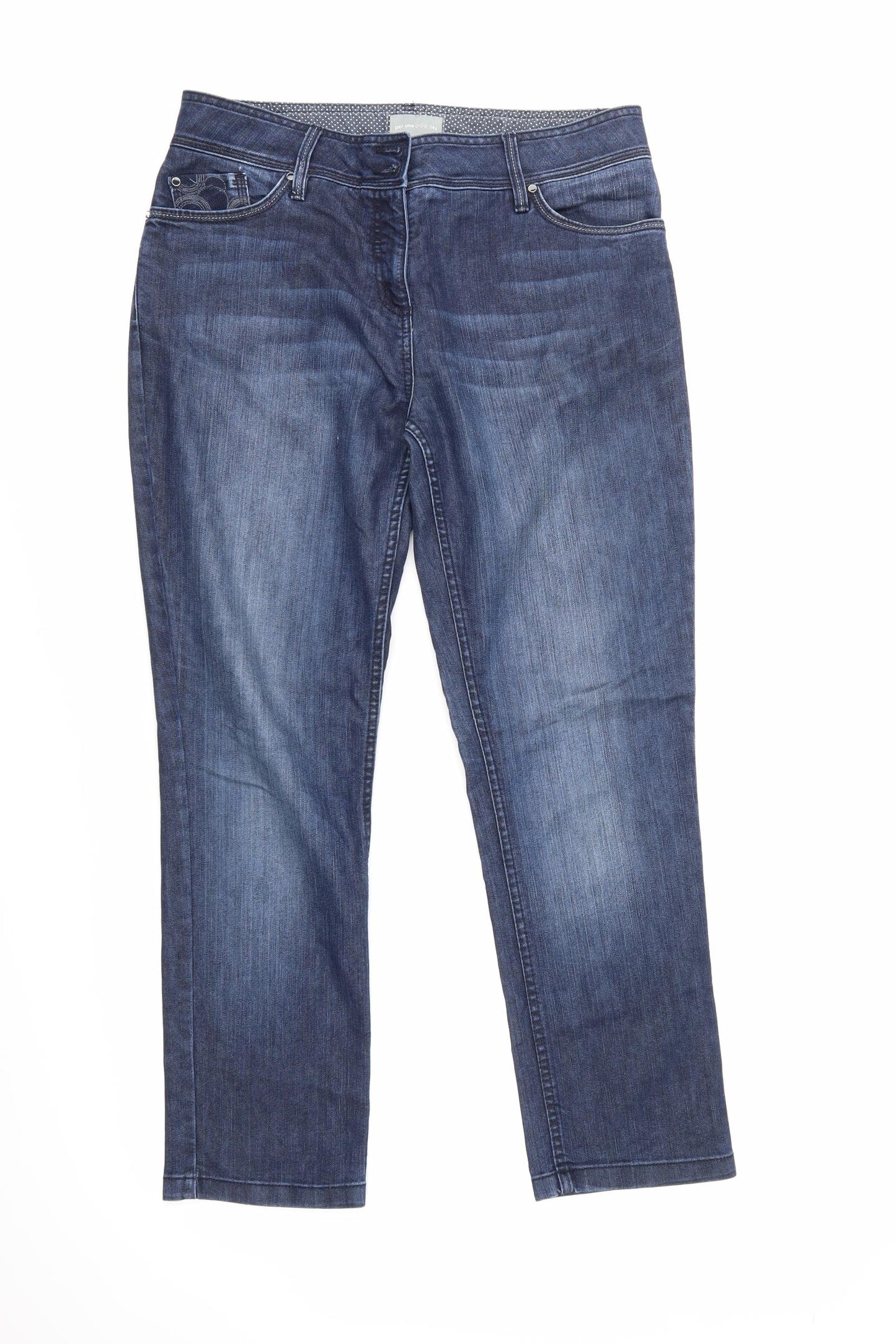 Per Una Womens Blue  Denim Straight Jeans Size 14 L28 in