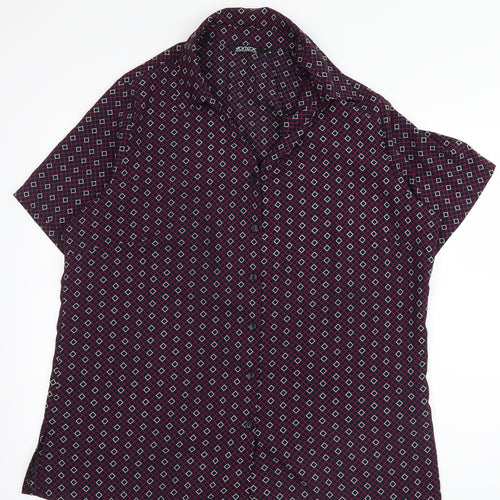 Vortex Womens Purple Geometric  Basic Button-Up Size 18