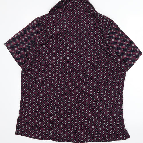 Vortex Womens Purple Geometric  Basic Button-Up Size 18