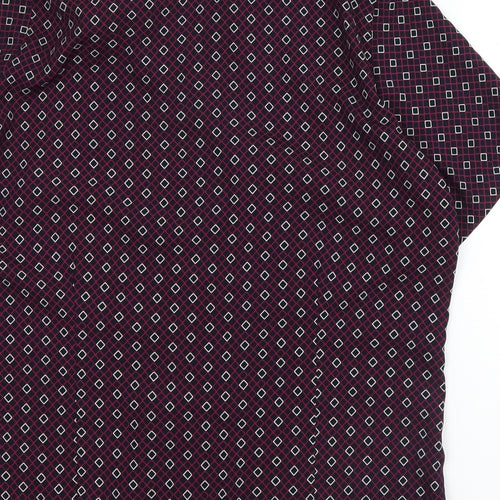 Vortex Womens Purple Geometric  Basic Button-Up Size 18