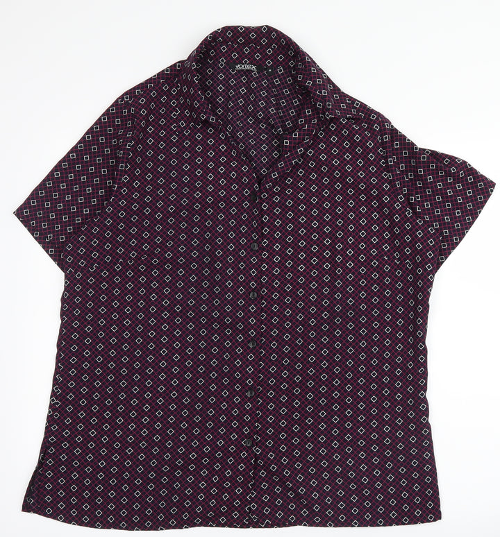 Vortex Womens Purple Geometric Basic Button-Up Size 16