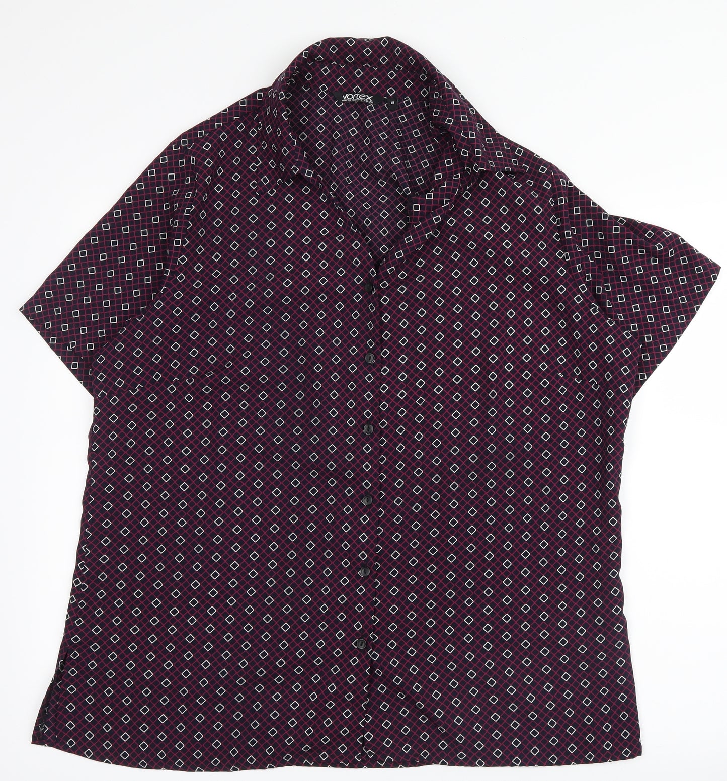 Vortex Womens Purple Geometric  Basic Button-Up Size 16