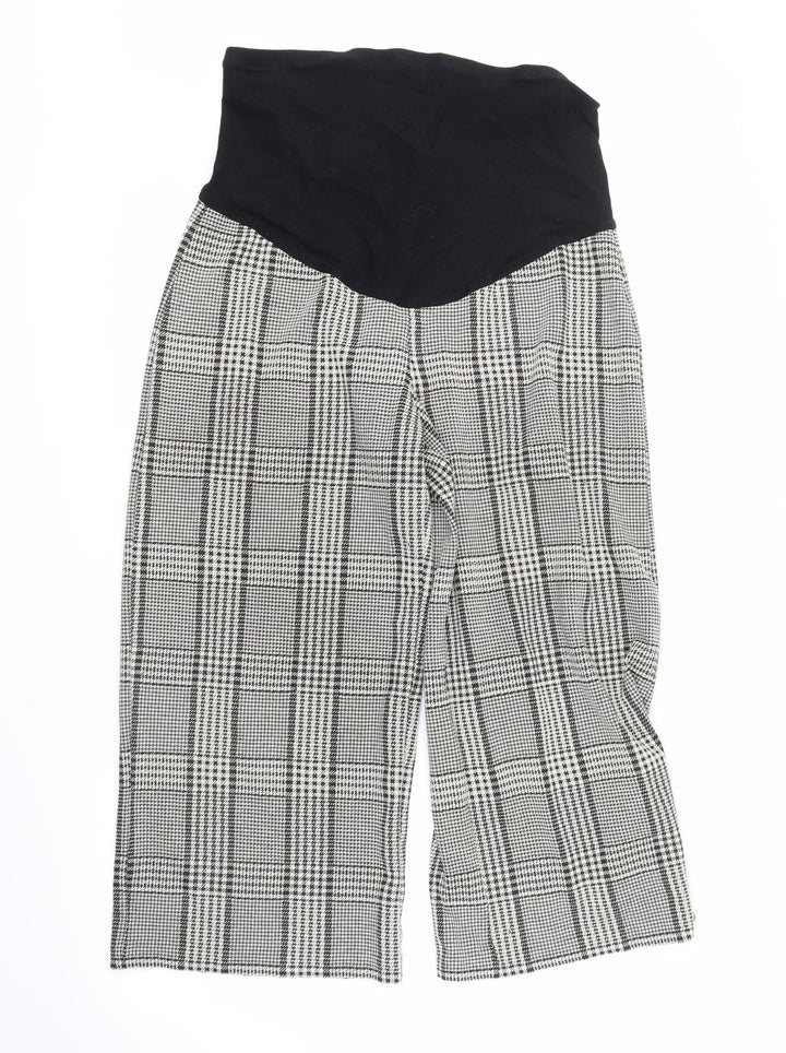 H&M Womens Beige Check Cropped Trousers Size M L20 in