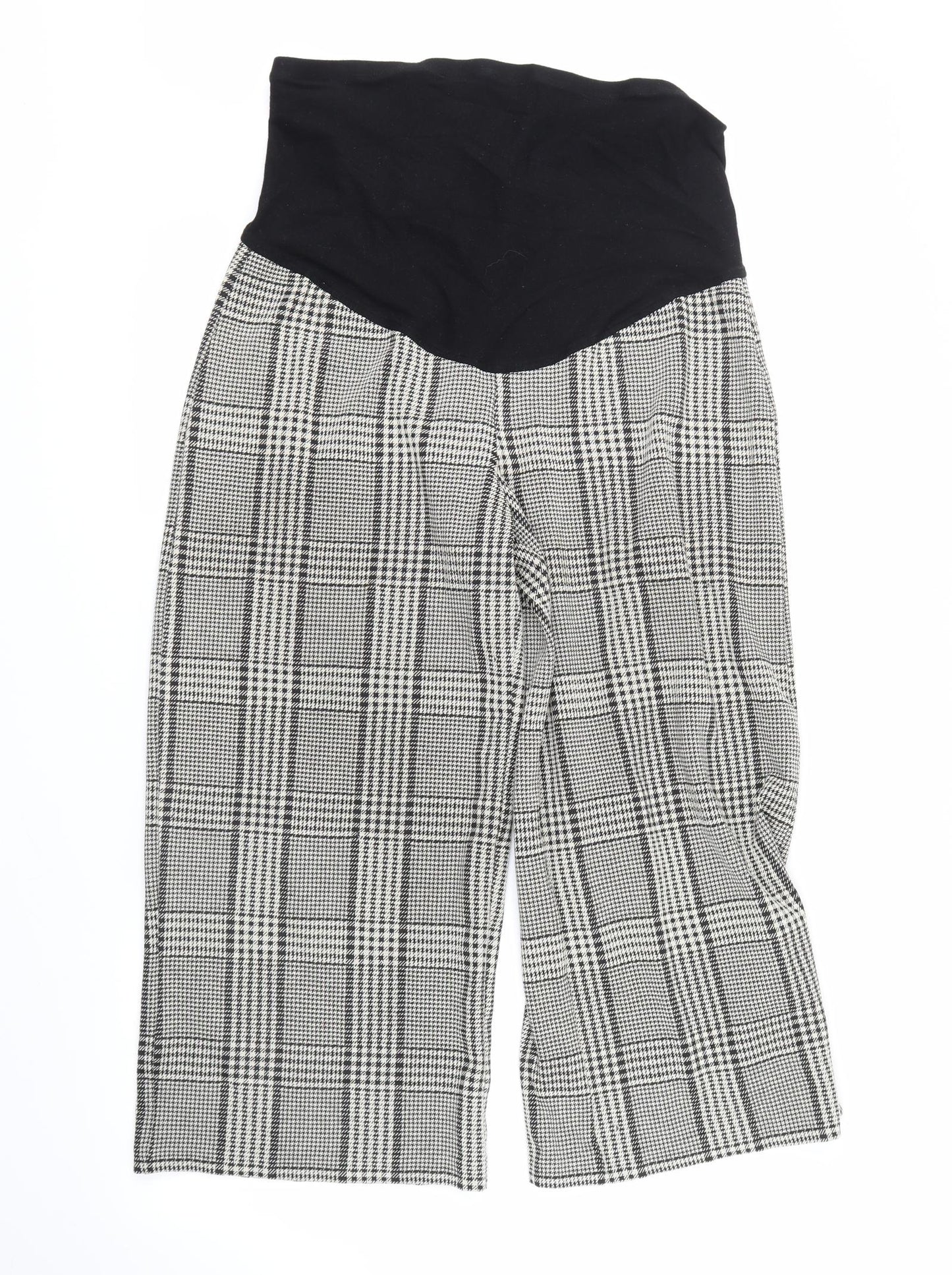 H&M Womens Beige Check  Cropped Trousers Size M L20 in