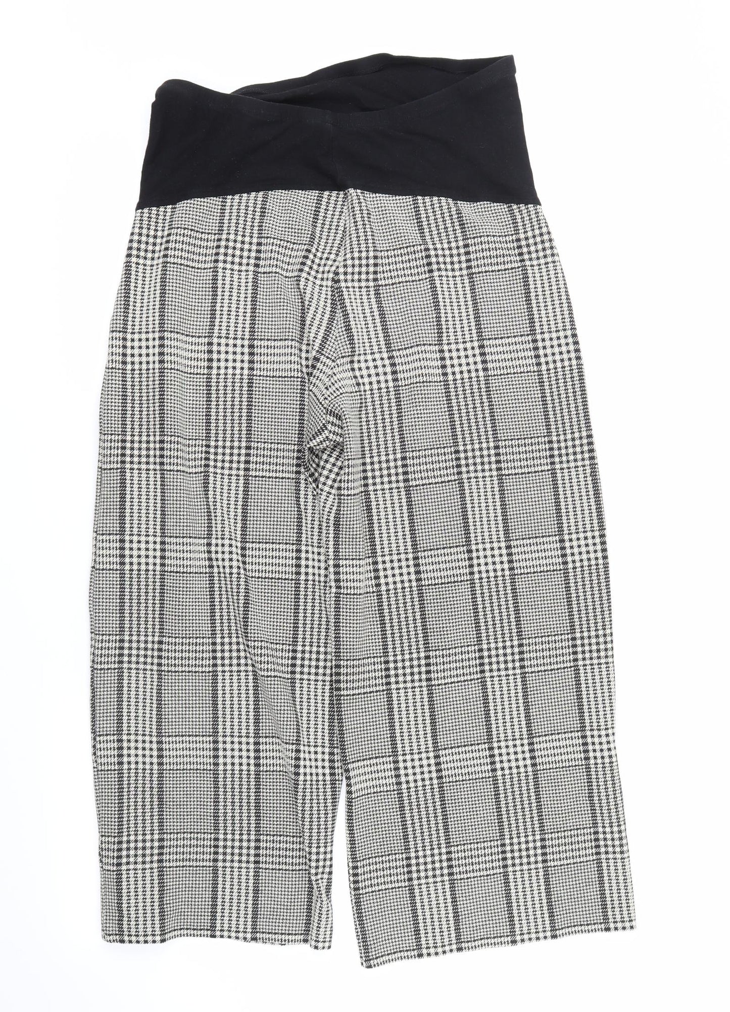 H&M Womens Beige Check  Cropped Trousers Size M L20 in
