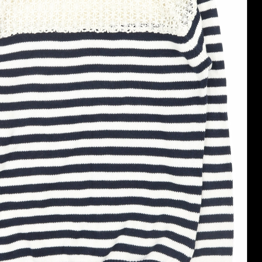 Topshop Womens Blue Striped  Pullover Jumper Size 8