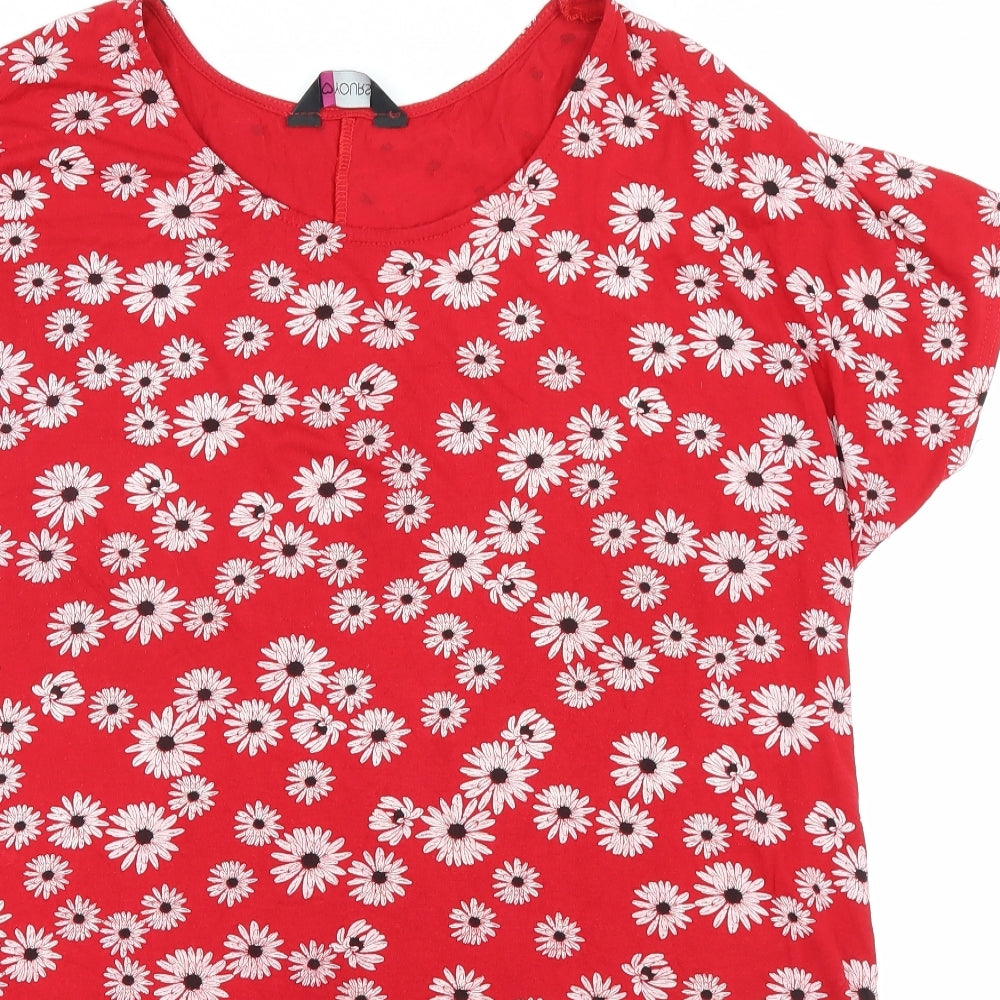 <3 yours Womens Red Floral  Basic Blouse Size 16