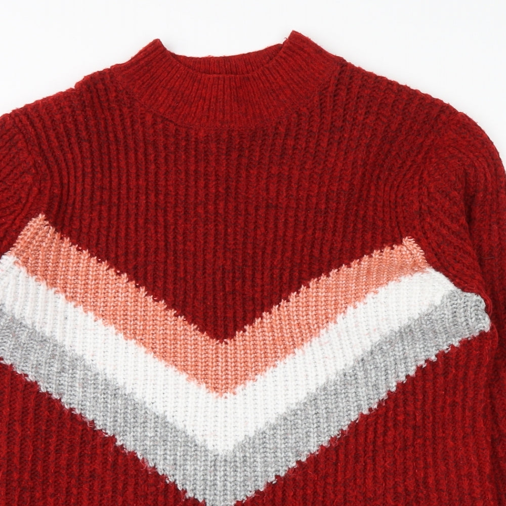 Papaya Womens Red Geometric  Pullover Jumper Size L