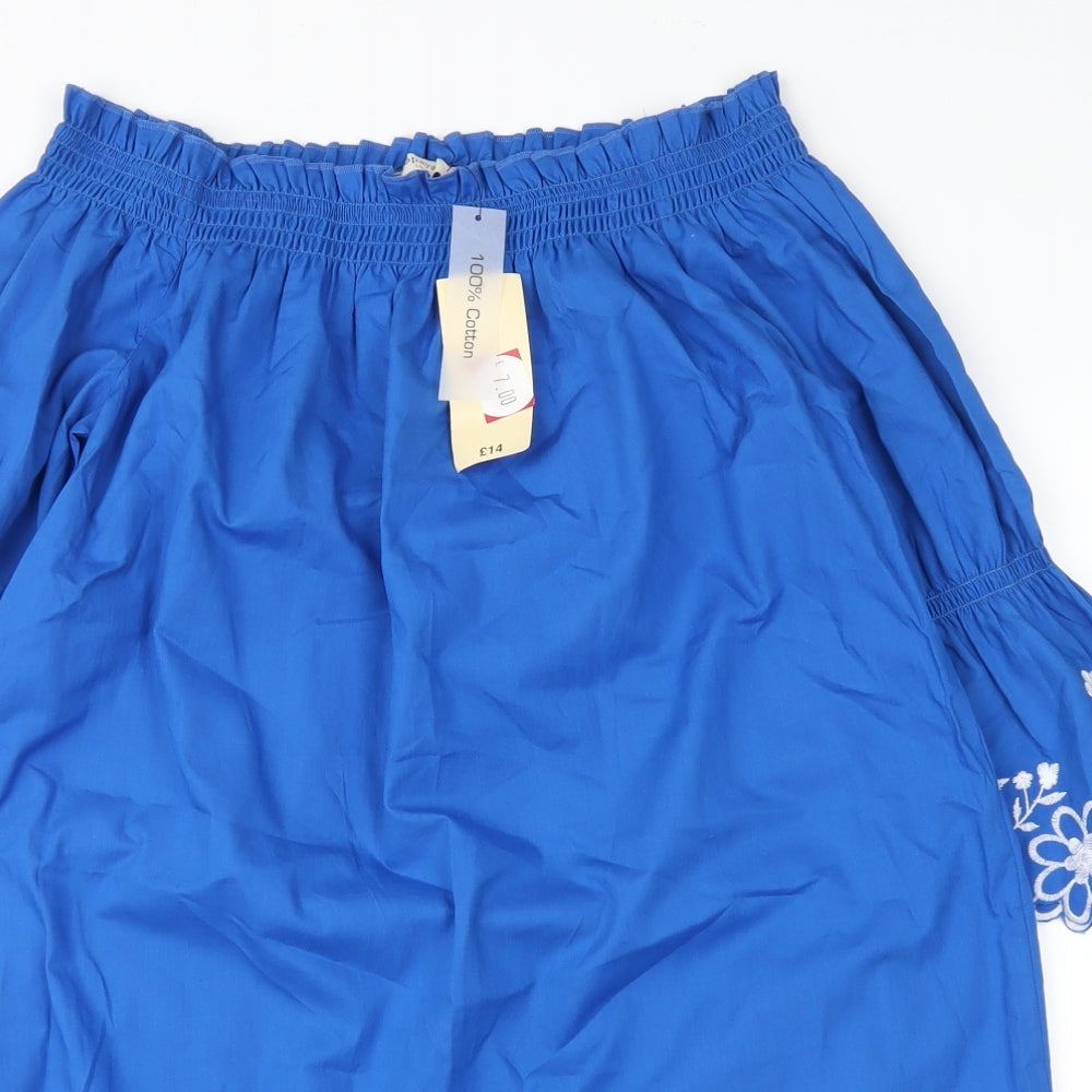 Papaya Womens Blue Floral  Basic Blouse Size 10