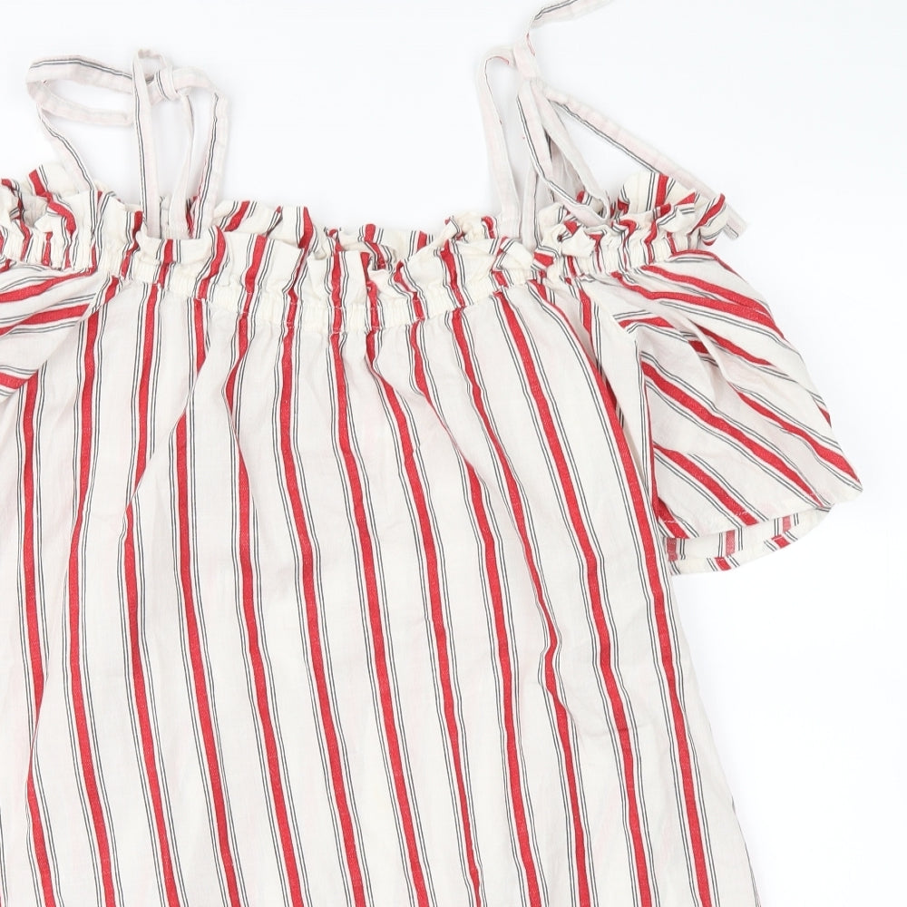 river island  Womens Red Striped  Basic Blouse Size S