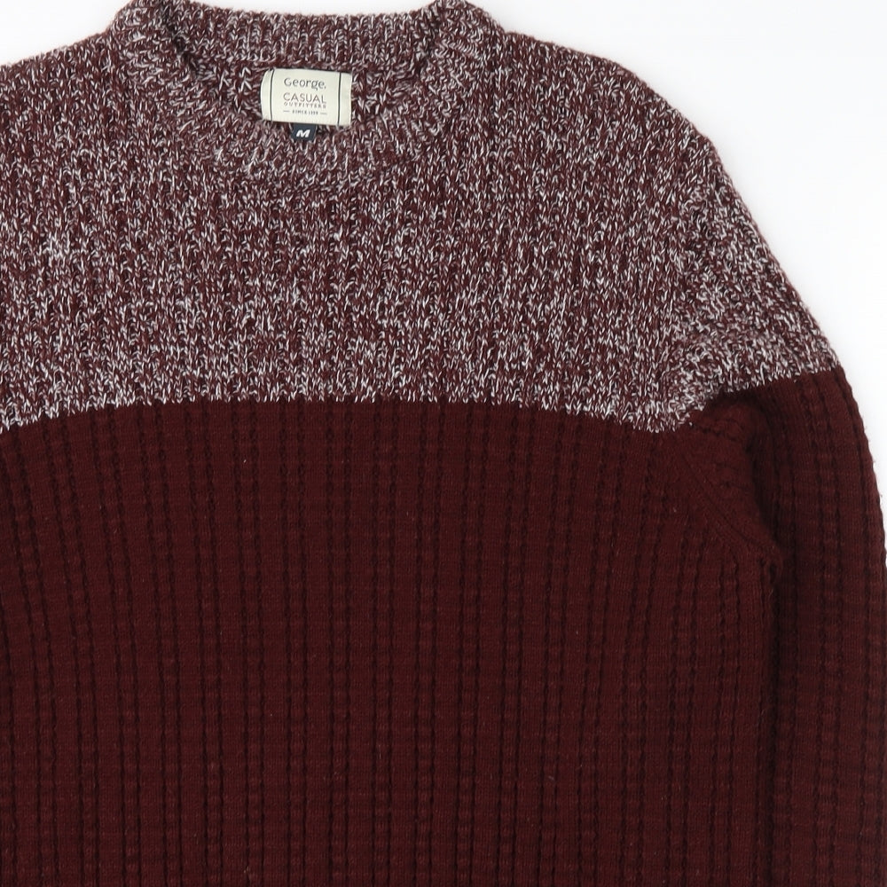 George Mens Red Striped  Pullover Jumper Size M