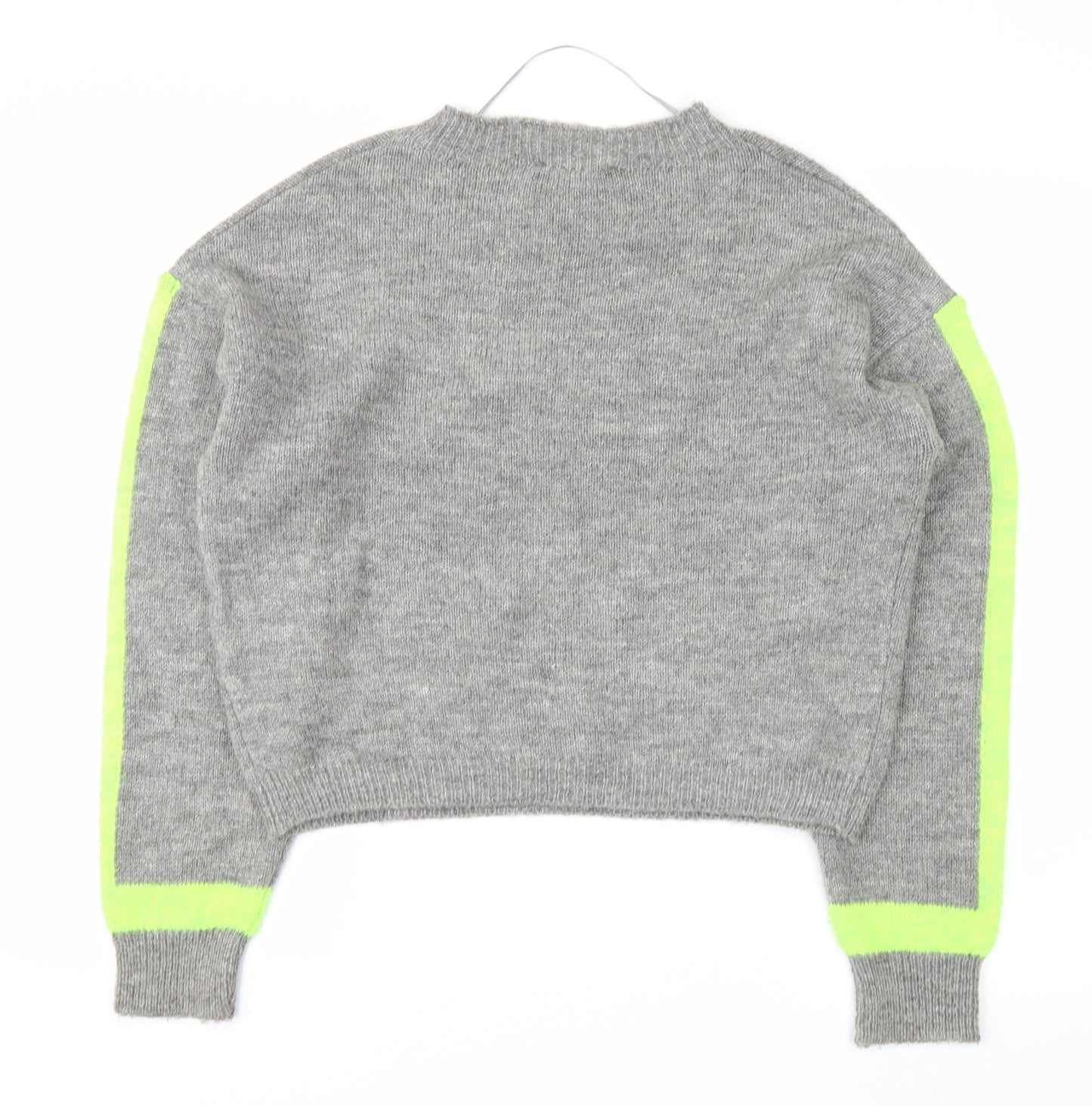 Primark Womens Grey   Pullover Sweatshirt Size S  - stripe on sleeves