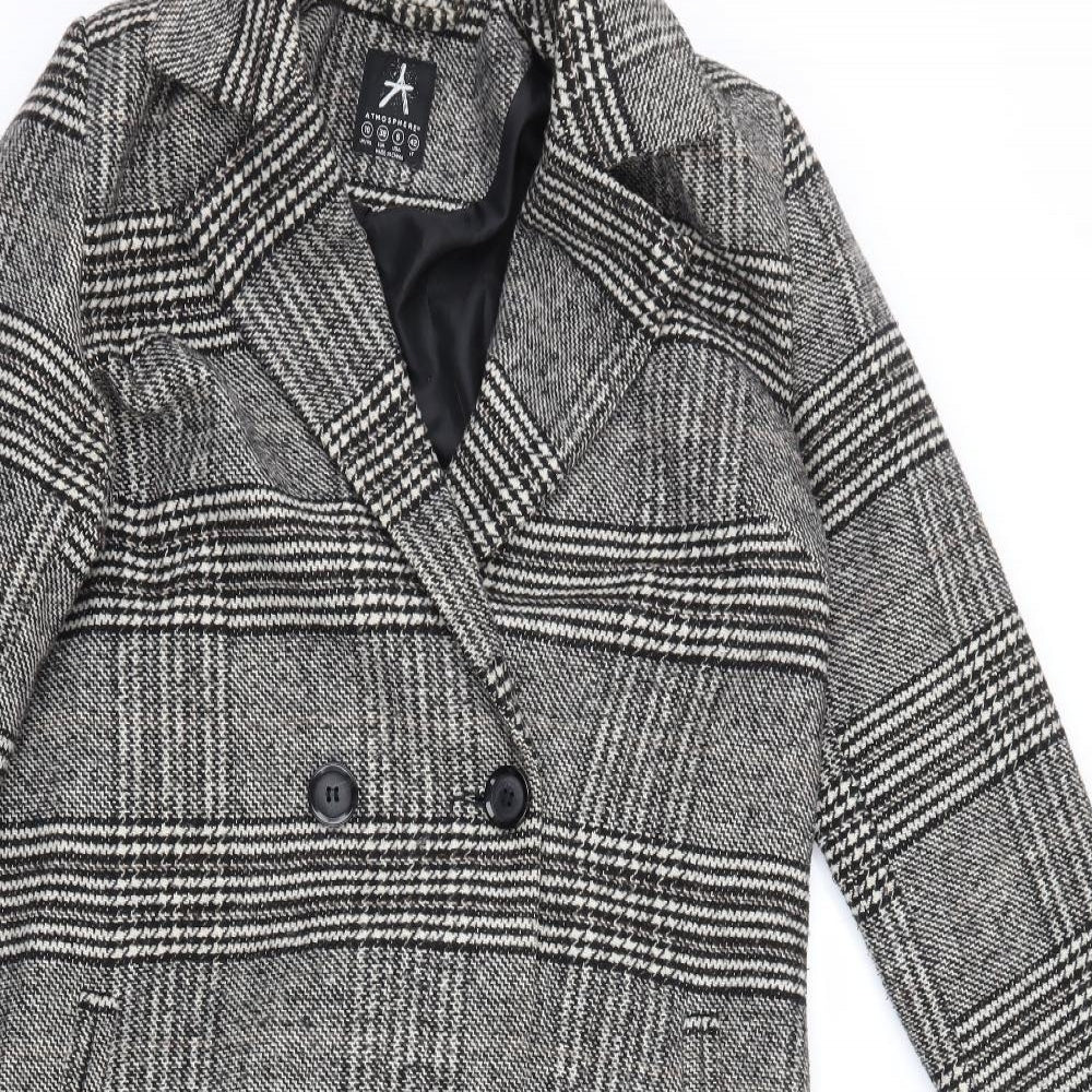 Atmosphere Womens Black Houndstooth  Overcoat Coat Size 10