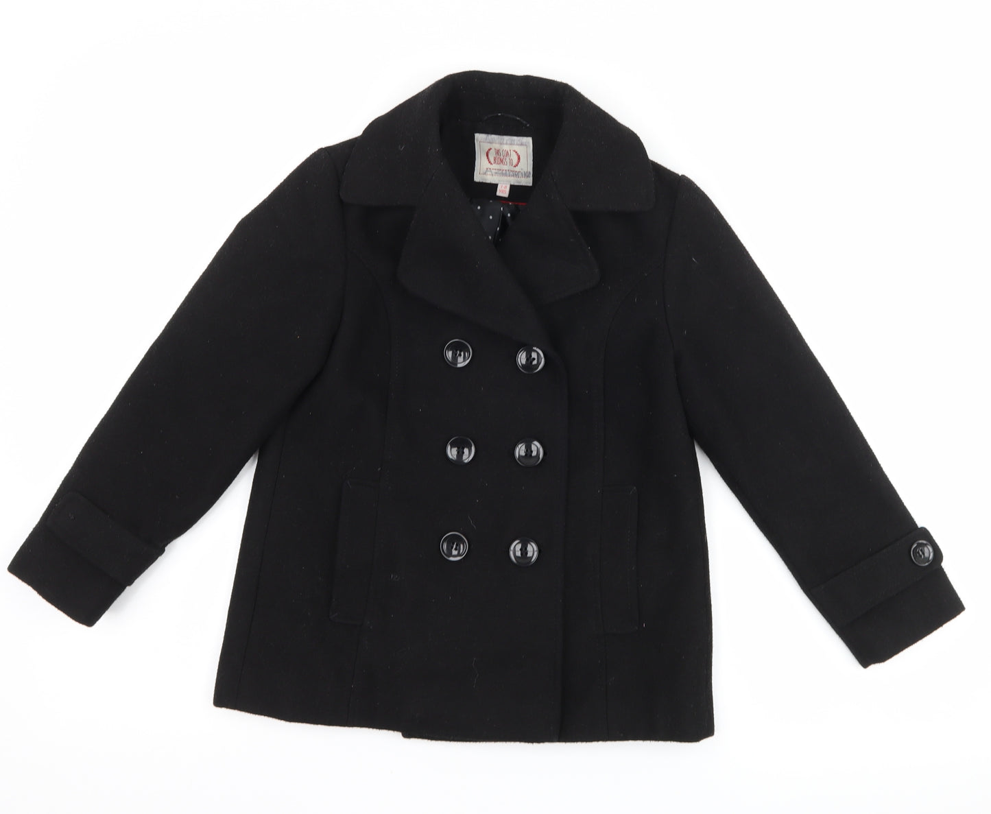 Marks and Spencer Girls Black   Overcoat Coat Size 7-8 Years