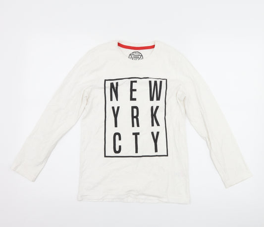 Front view of Matalan boys’ white basic t-shirt, size 10, years - new york