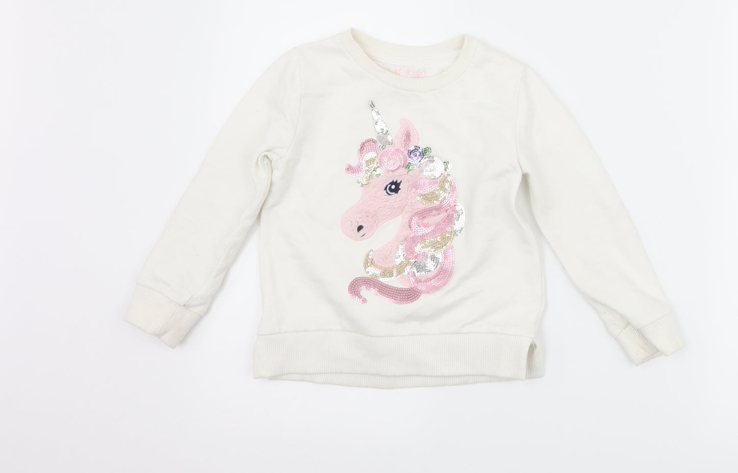 F&F Girls White   Pullover Sweatshirt Size 4-5 Years  - Unicorn