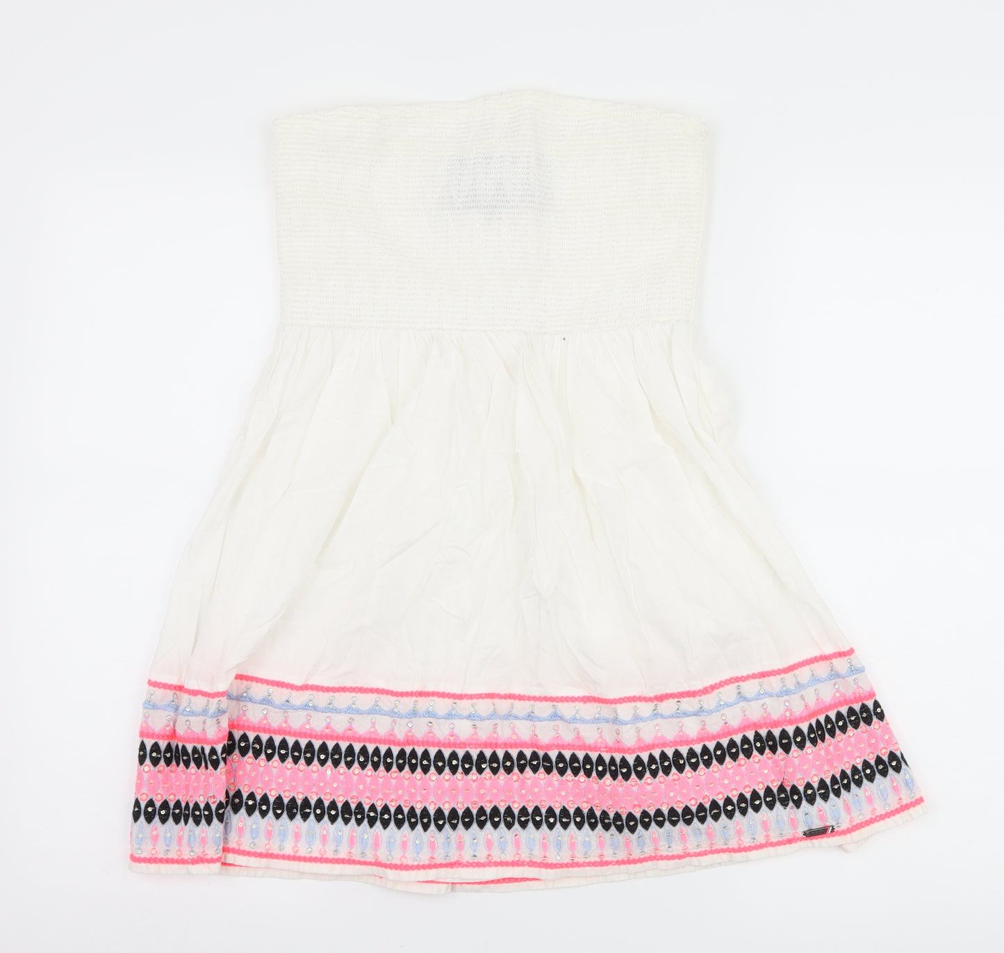 Superdry Womens White Geometric  Basic T-Shirt Size M  - Boob Tube