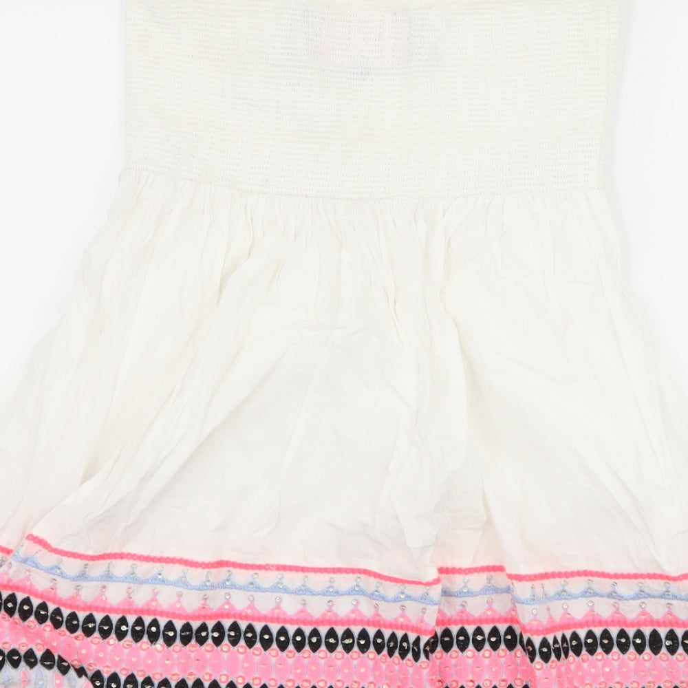 Superdry Womens White Geometric  Basic T-Shirt Size M  - Boob Tube