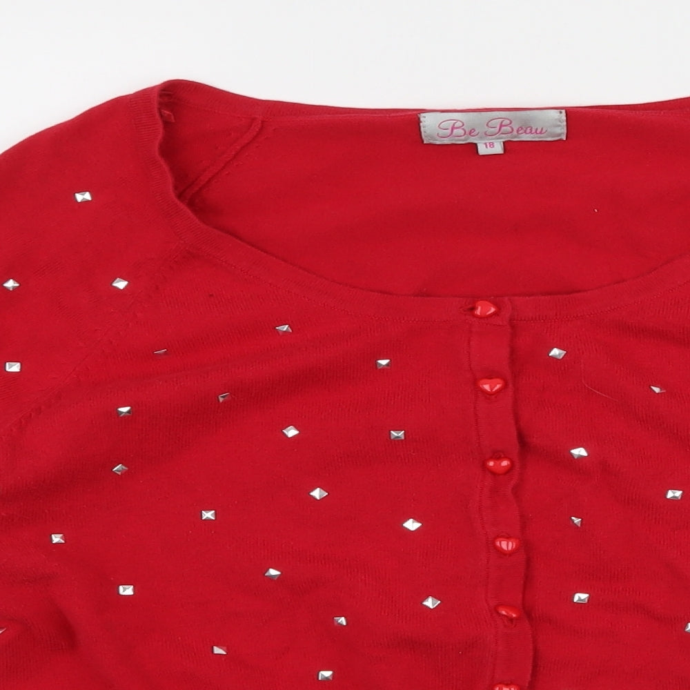 Be beau Womens Red Polka Dot  Shrug Jumper Size 18