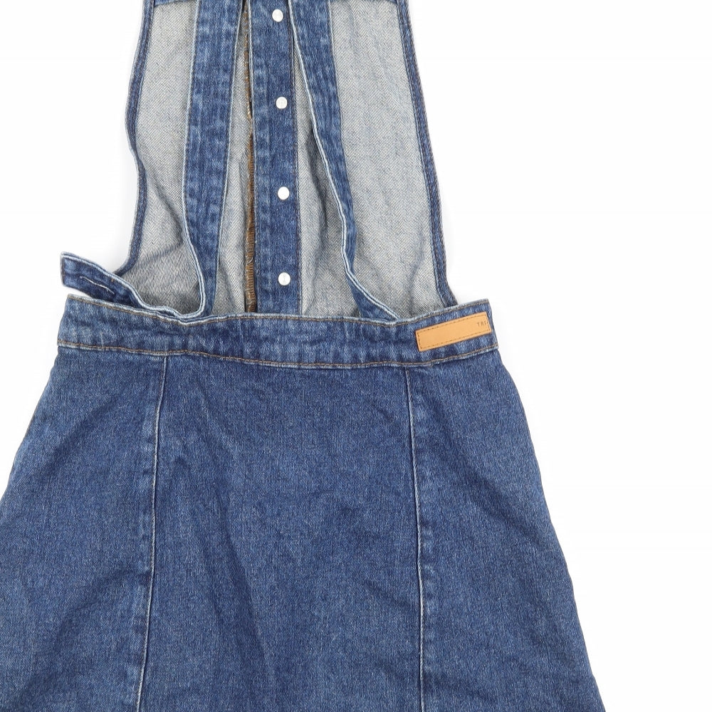 Zara Womens Blue  Denim Pinafore/Dungaree Dress  Size S