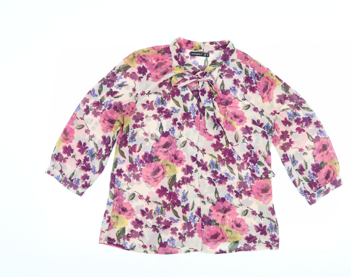 Atmosphere Womens Pink Floral Basic Blouse Size 10