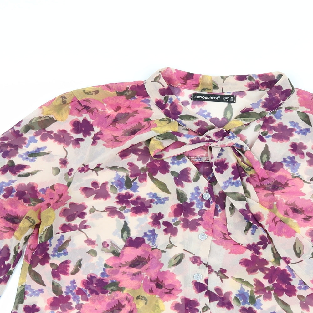 Atmosphere Womens Pink Floral  Basic Blouse Size 10