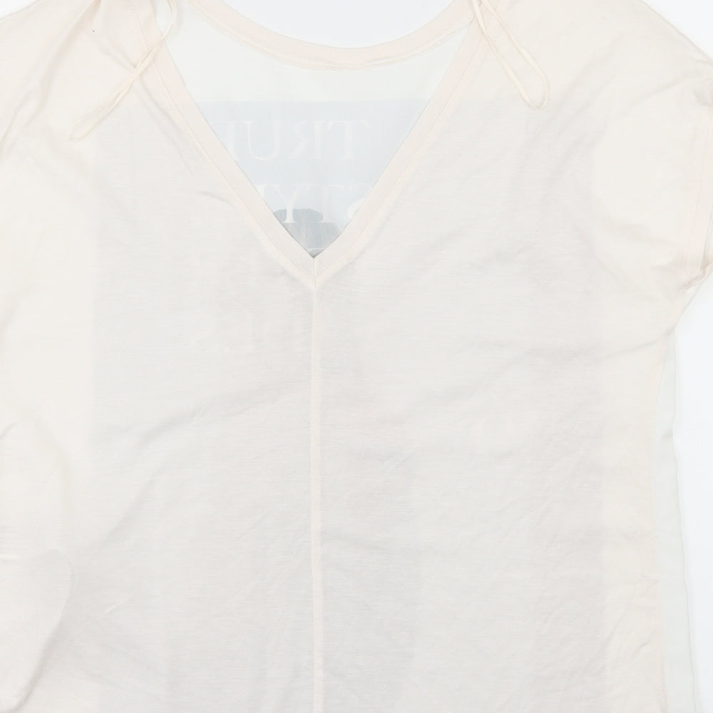 Zara Womens White   Basic T-Shirt Size S  - Graphic