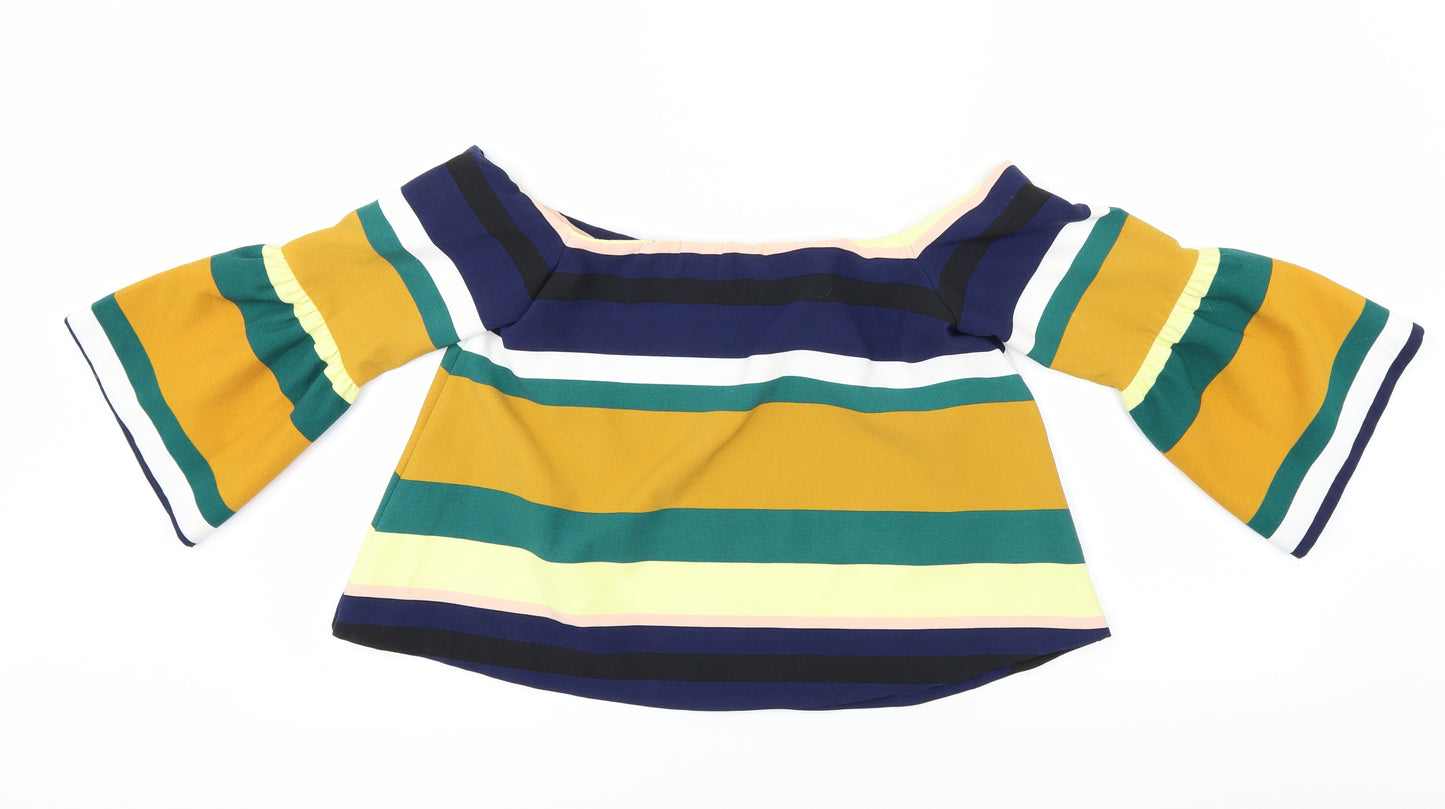 Zara Womens Multicoloured Striped  Basic T-Shirt Size M