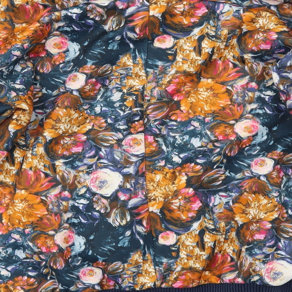 Pull&Bear Womens Blue Floral  Pullover Sweatshirt Size S