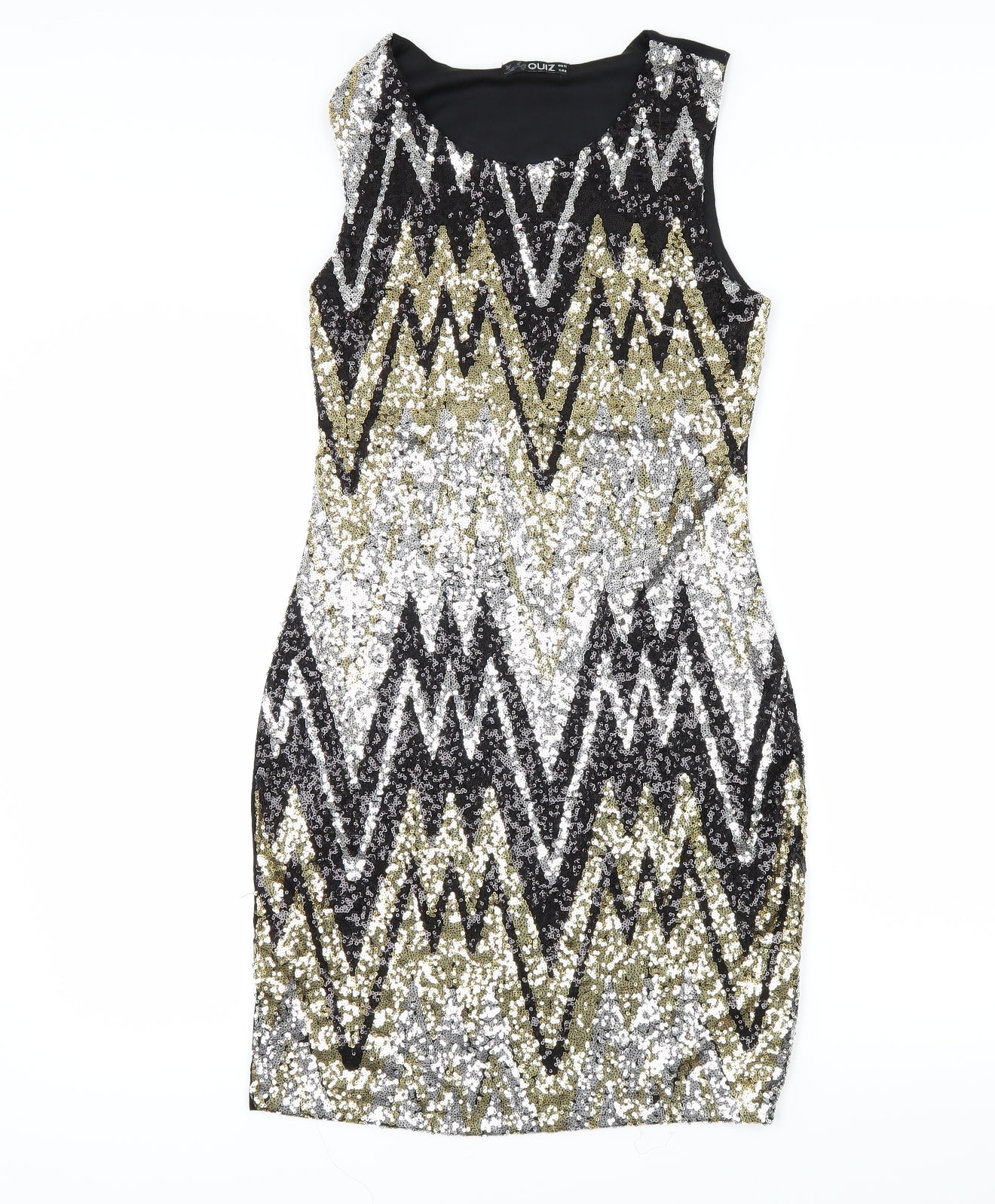 Quiz Womens Black Striped  Bodycon  Size 12