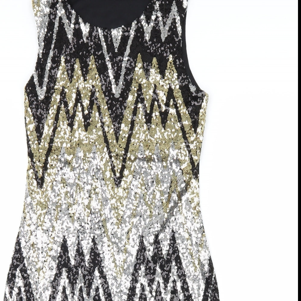 Quiz Womens Black Striped  Bodycon  Size 12