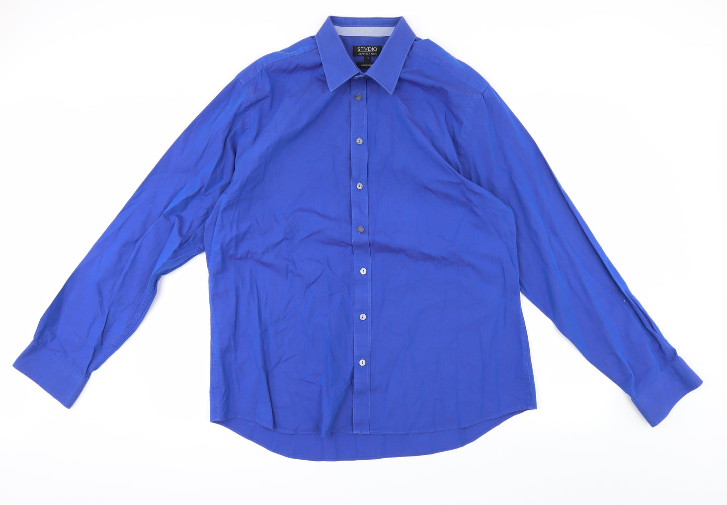 Jeff Banks Mens Blue    Dress Shirt Size 17