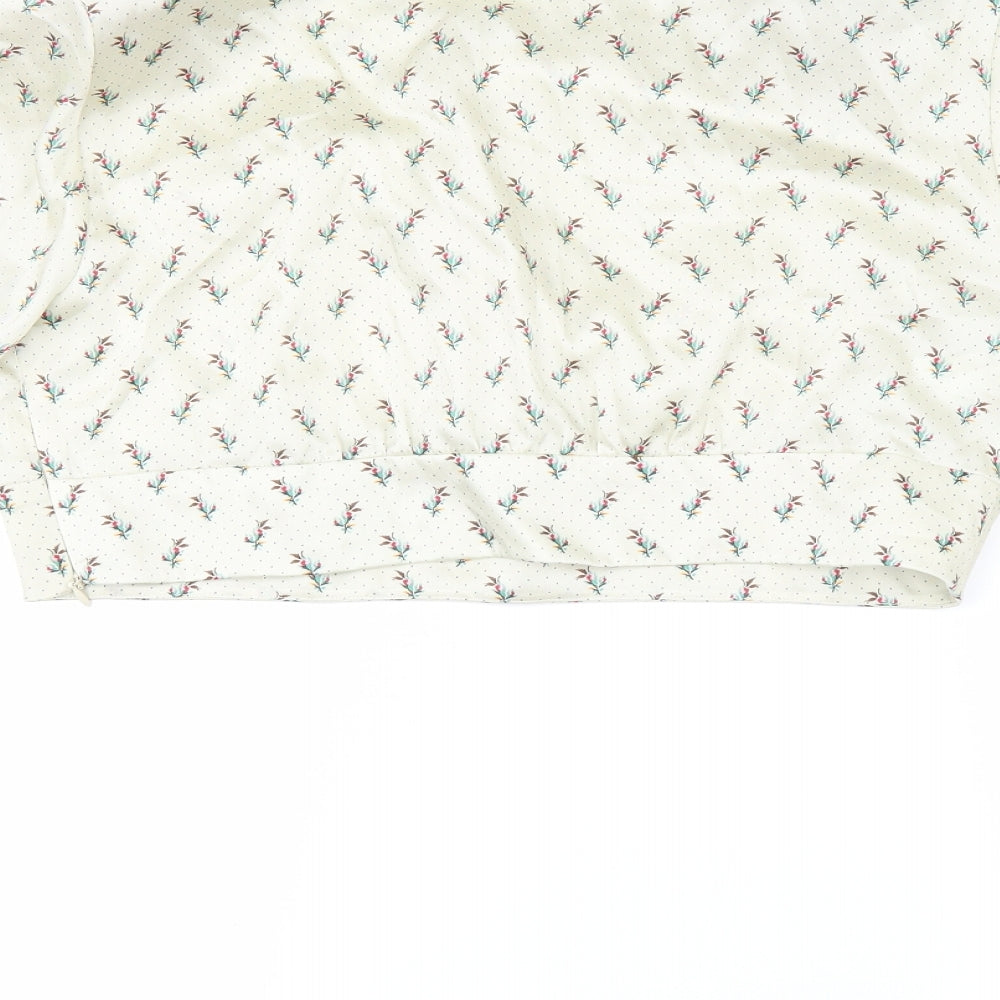 Zara Womens Beige Polka Dot  Cropped Blouse Size L