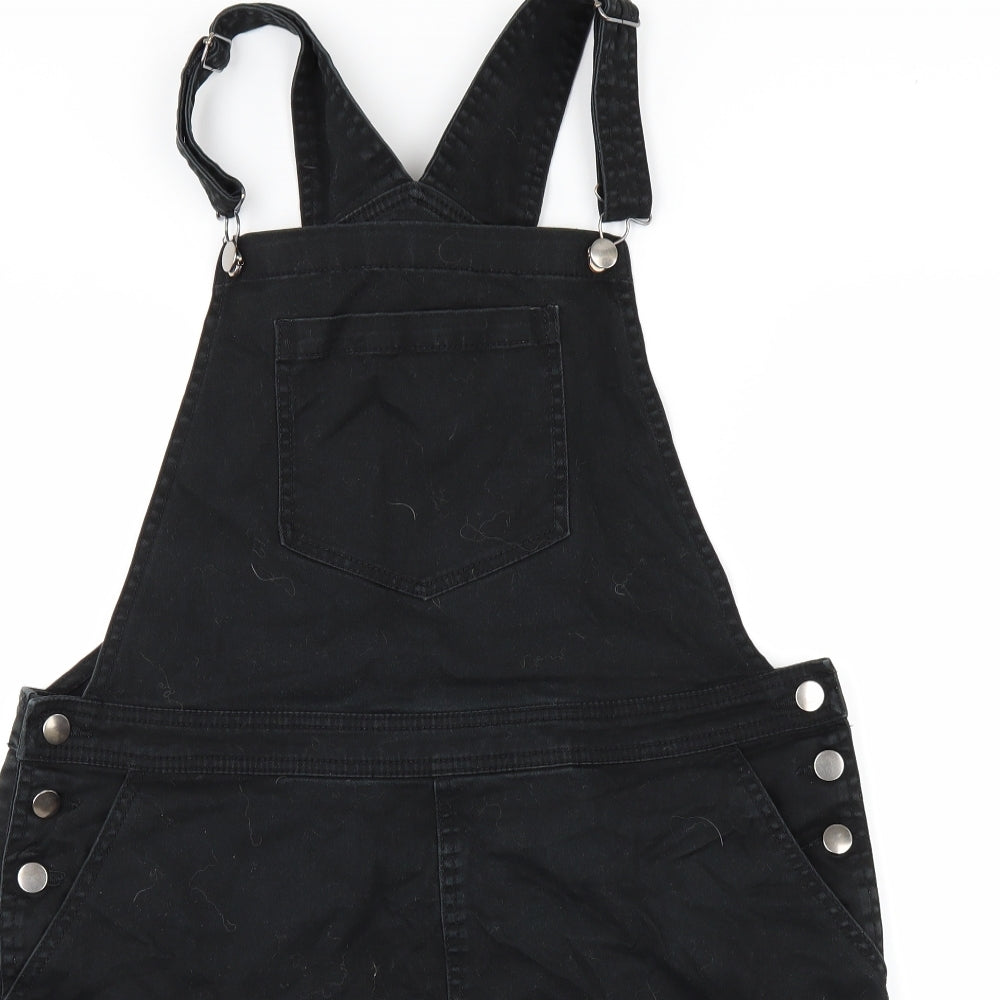 Dorothy Perkins Womens Black  Denim Pinafore/Dungaree Dress  Size 14