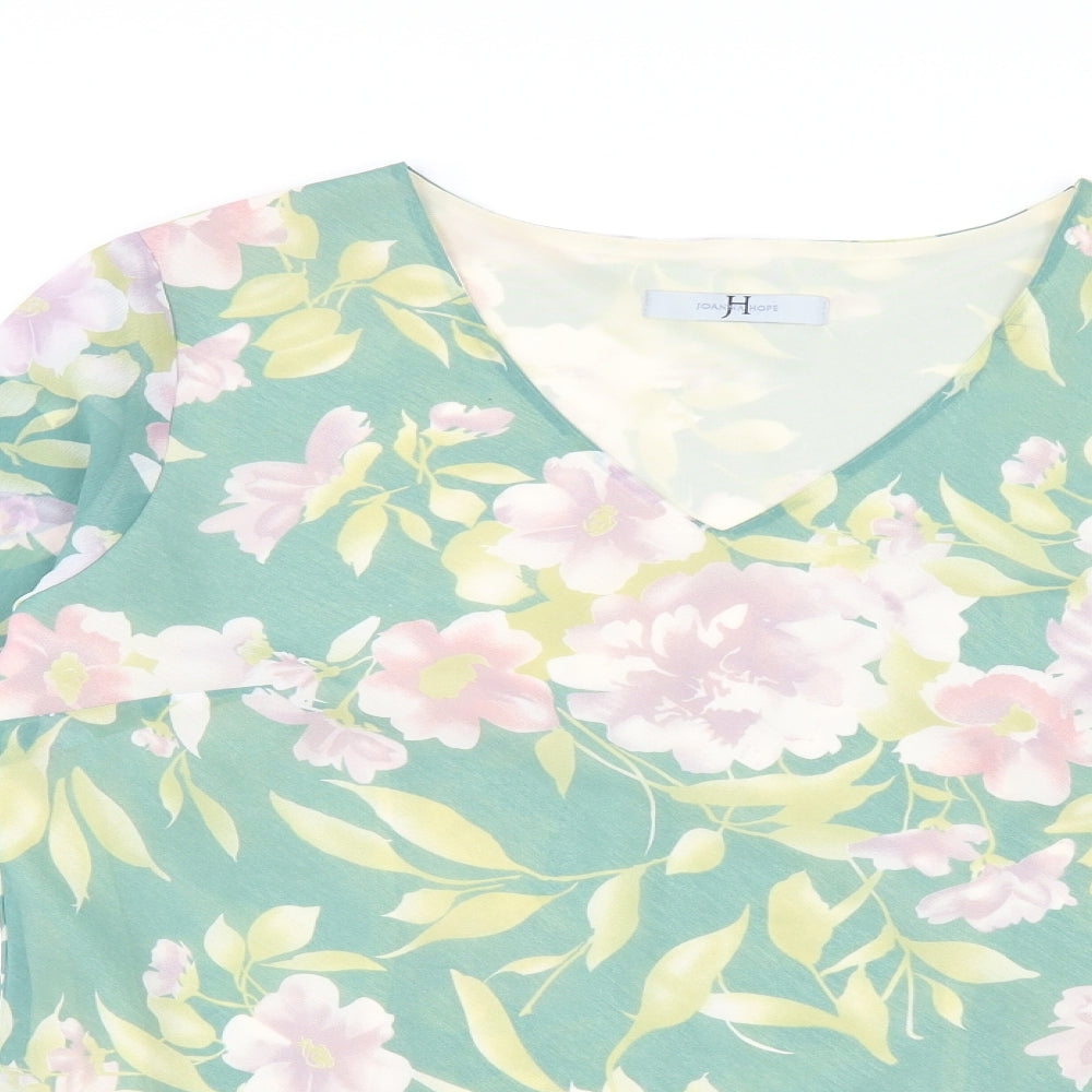 Joanna Hope Womens Green Floral  Basic Blouse Size 16