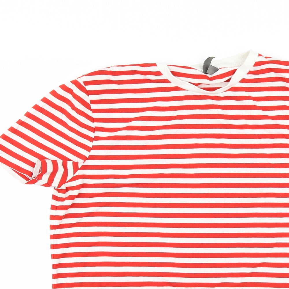 ASOS Mens Red Striped   T-Shirt Size M