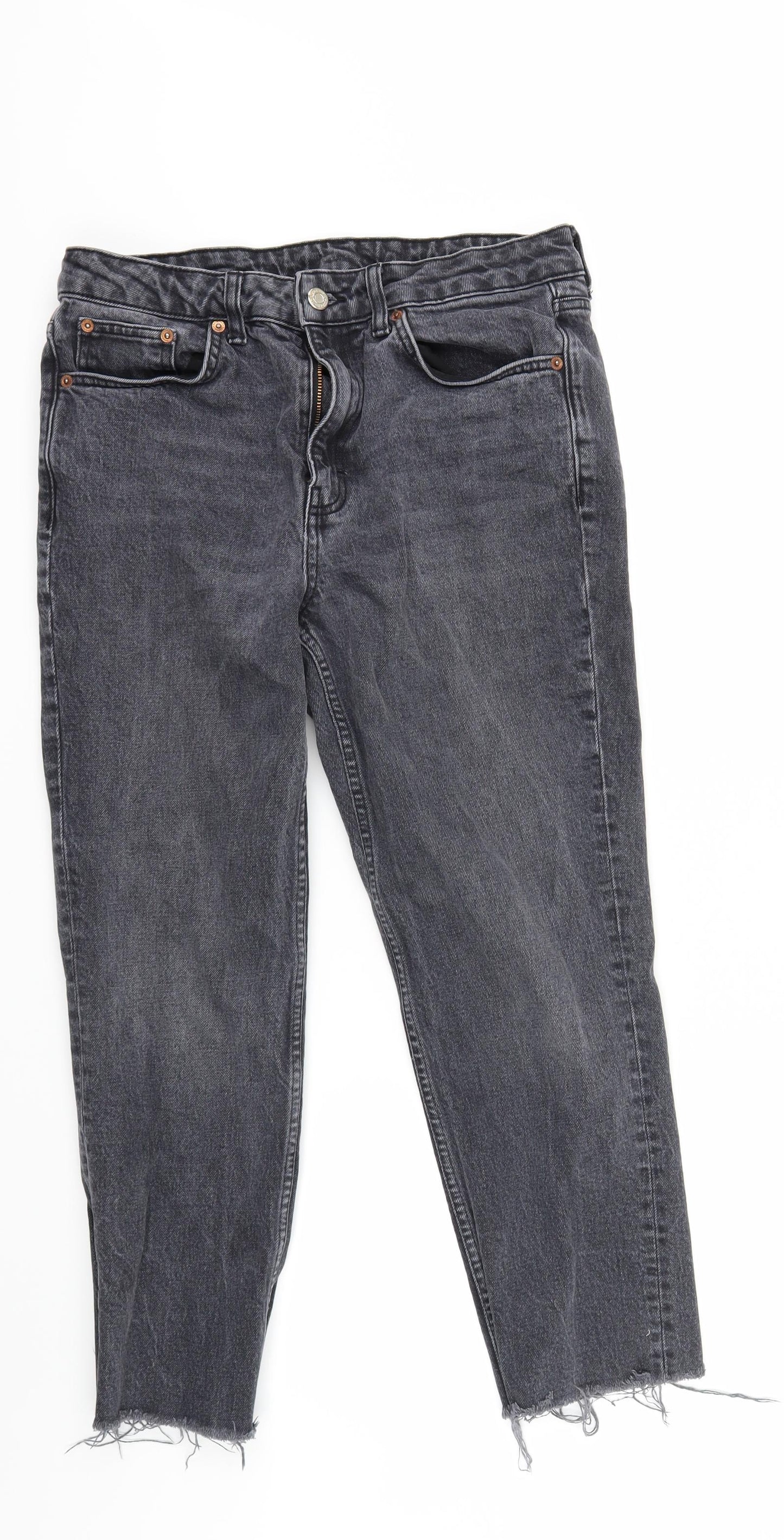 Topshop Womens Grey  Denim Mom Jeans Size 32 in L30 in
