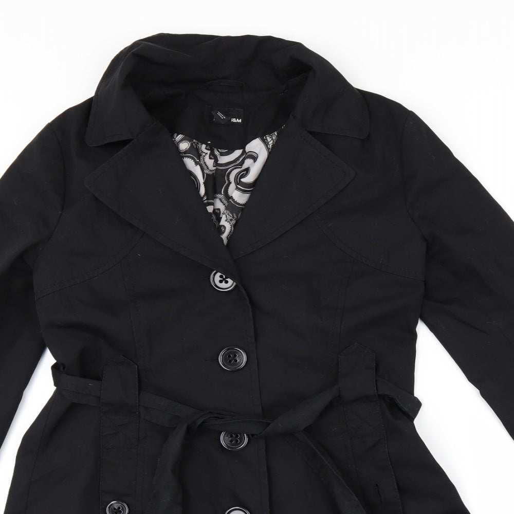 H&M Womens Black   Trench Coat Coat Size 10