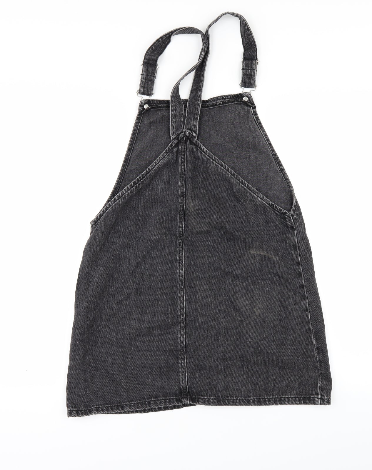 Topshop Womens Black  Denim Pinafore/Dungaree Dress  Size 12
