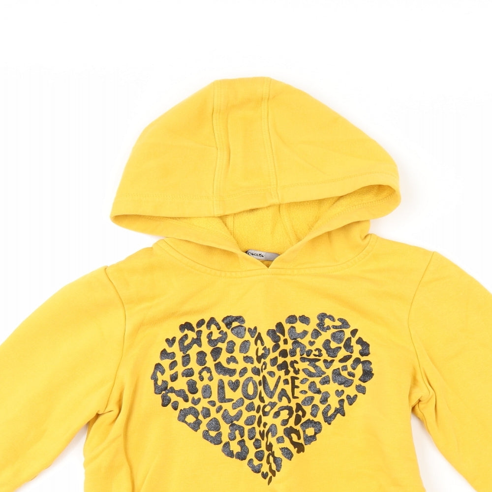 George Girls Yellow Animal Print  Pullover Hoodie Size 10-11 Years  - love heart