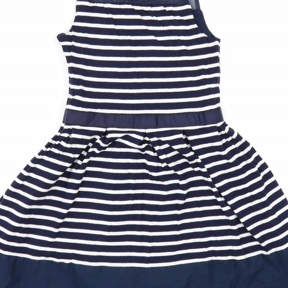 NEXT Girls Blue Striped  Fit & Flare  Size 8 Years