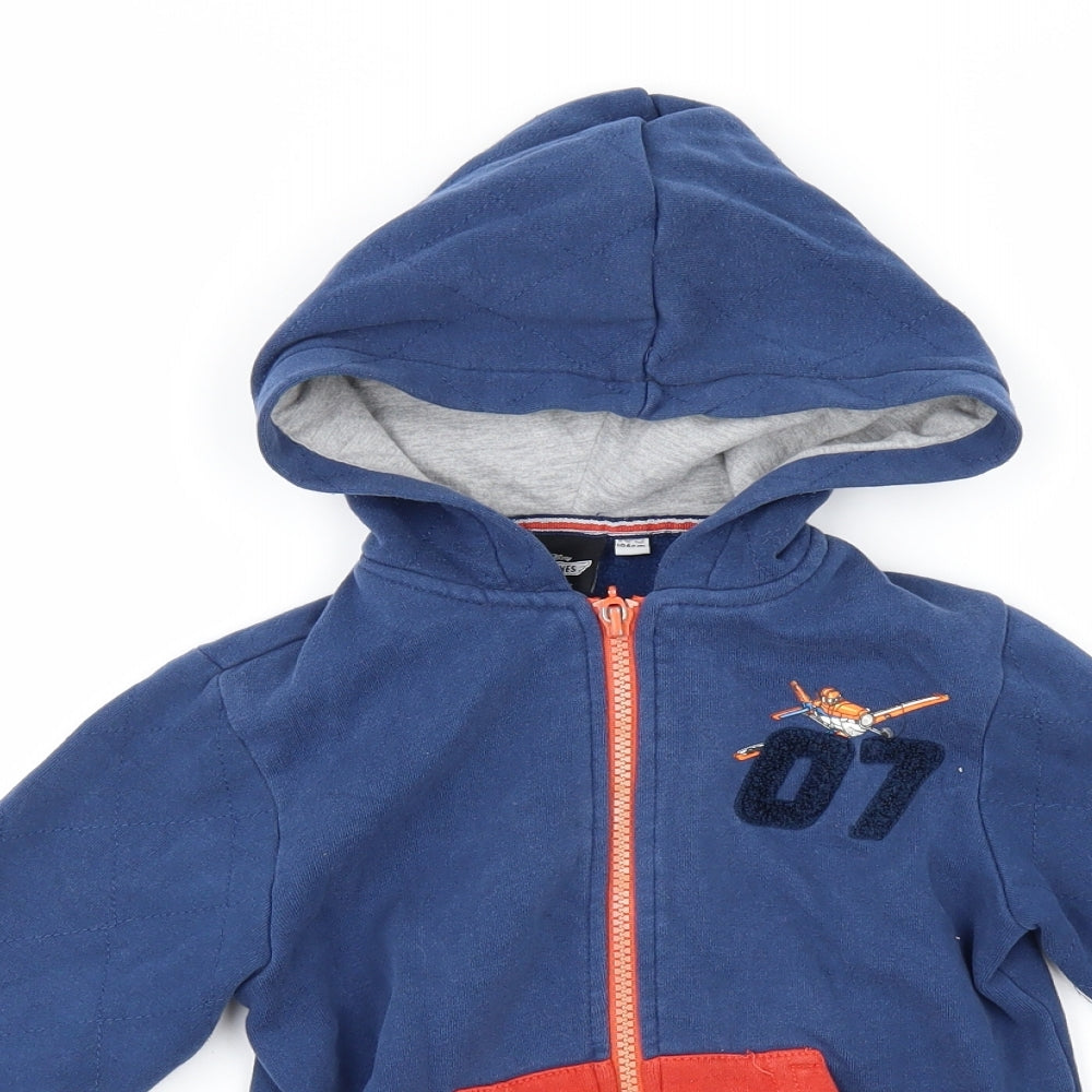 Disney Boys Blue   Full Zip Hoodie Size 4-5 Years  - disney planes