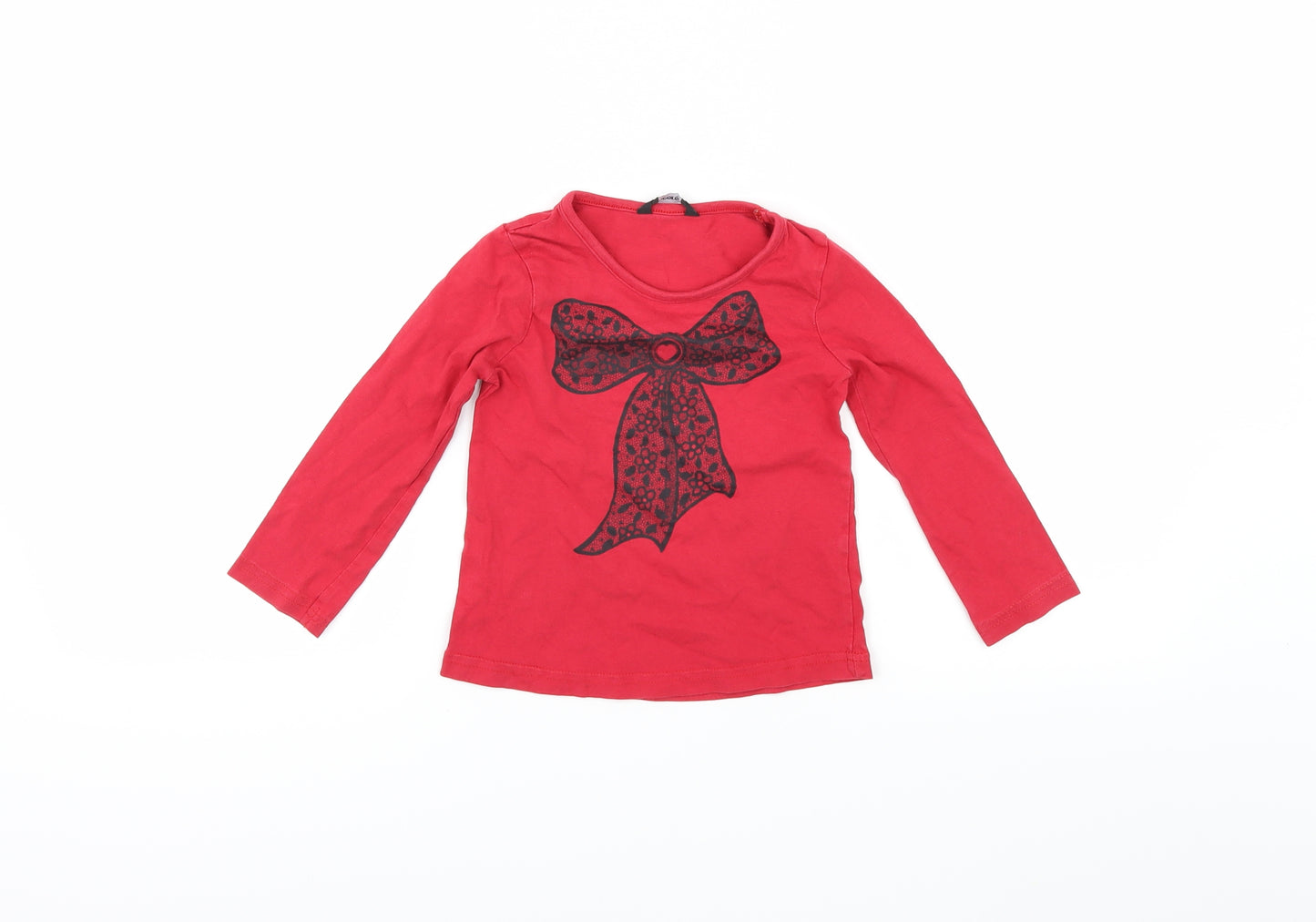 George Girls Red   Basic T-Shirt Size 2-3 Years