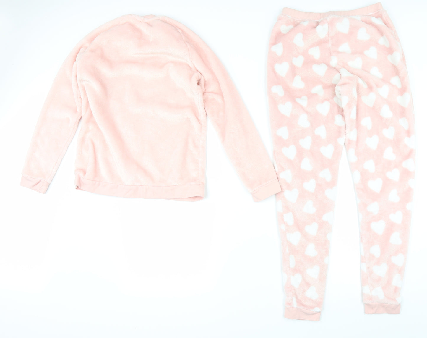 George Girls Pink  Fleece Top Pyjama Set Size 12-13 Years  - Unicorn Love Hearts