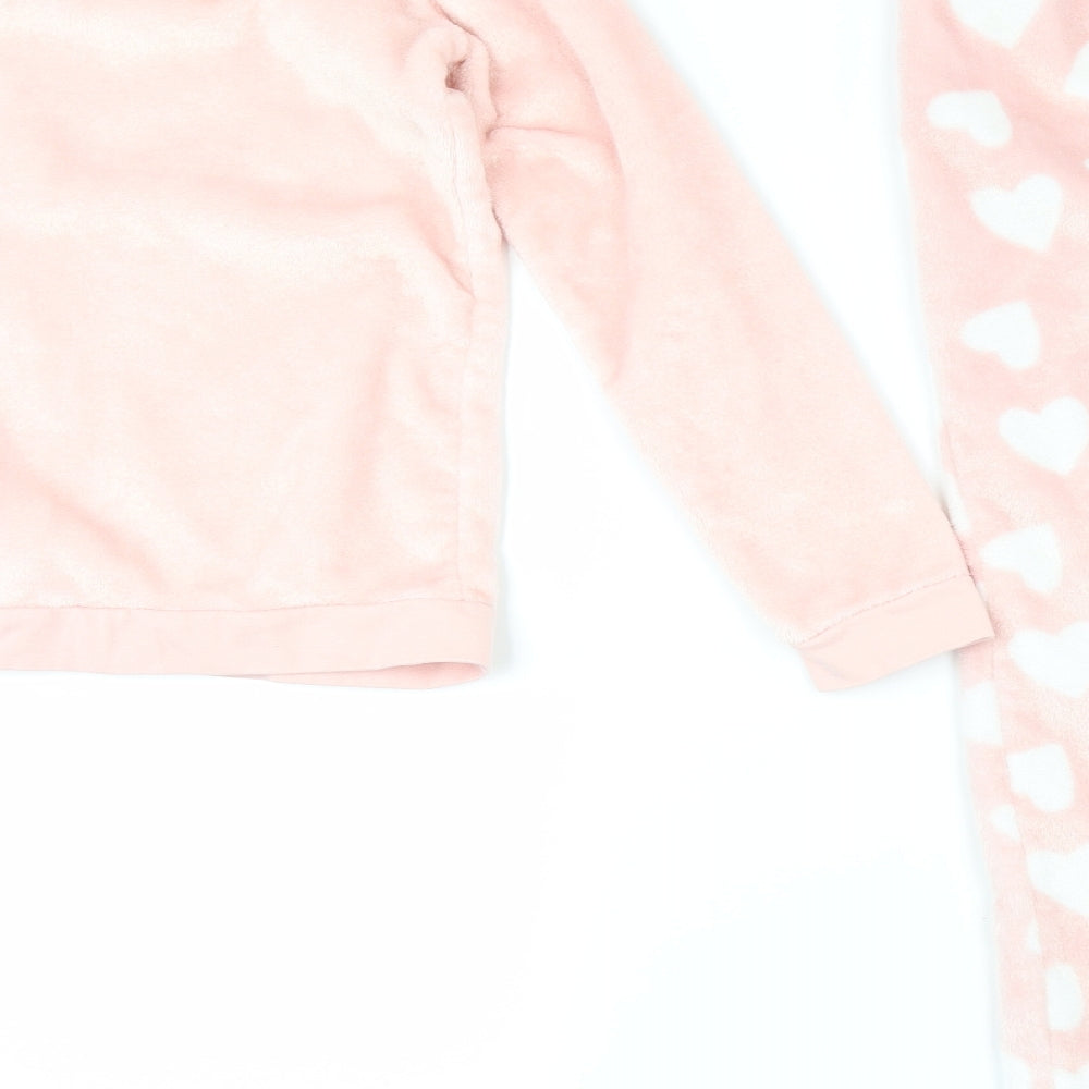 George Girls Pink  Fleece Top Pyjama Set Size 12-13 Years  - Unicorn Love Hearts