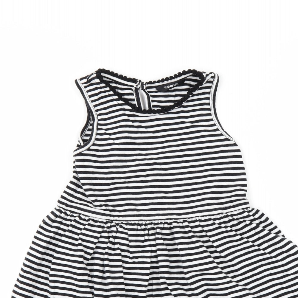 George Girls Black Striped  A-Line  Size 7-8 Years