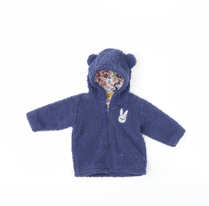 NEXT Girls Blue Fleece Jacket Size 0-3 Months - rabbit