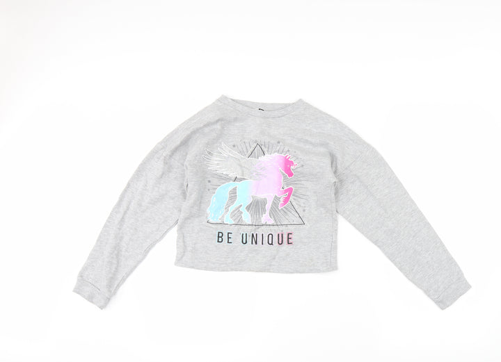 pep & Co Girls Grey   Pullover Sweatshirt Size 10-11 Years  - Unicorn