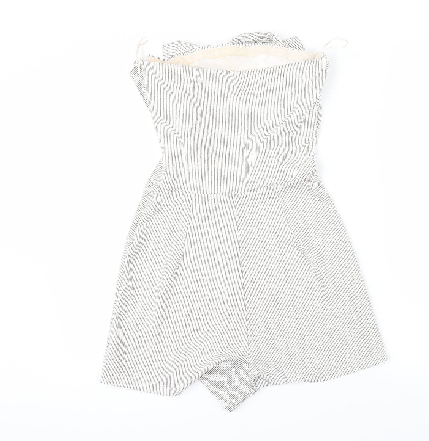 Zara Womens White Striped  Playsuit One-Piece Size M